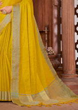 Load image into Gallery viewer, Aureolin Yellow Zari Woven Tussar Silk Saree
