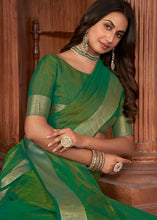 Load image into Gallery viewer, Revolution Green Zari Woven Tussar Silk Saree