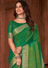 Load image into Gallery viewer, Revolution Green Zari Woven Tussar Silk Saree