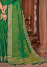 Load image into Gallery viewer, Revolution Green Zari Woven Tussar Silk Saree