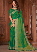 Load image into Gallery viewer, Revolution Green Zari Woven Tussar Silk Saree