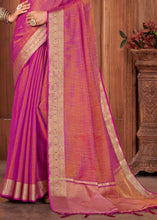 Load image into Gallery viewer, Hot Pink Zari Woven Tussar Silk Saree