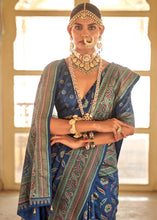 Load image into Gallery viewer, Aegean Blue Zari Woven Banarasi Silk Saree