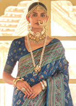 Load image into Gallery viewer, Aegean Blue Zari Woven Banarasi Silk Saree