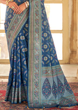 Load image into Gallery viewer, Aegean Blue Zari Woven Banarasi Silk Saree