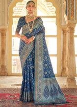 Load image into Gallery viewer, Aegean Blue Zari Woven Banarasi Silk Saree