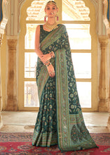 Load image into Gallery viewer, Viridian Green Zari Woven Banarasi Silk Saree