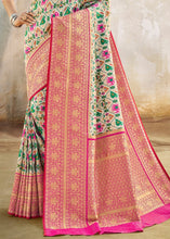 Carica l&#39;immagine nel visualizzatore Galleria,Porcelain White Woven Patola Banarasi Silk Saree