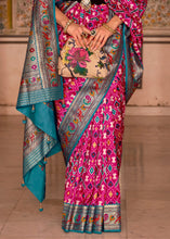 Load image into Gallery viewer, Pink &amp; Blue Patola Printed Designer Silk Saree