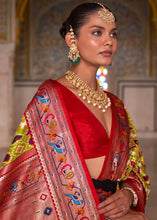 Load image into Gallery viewer, Green &amp; Red Patola Printed Designer Silk Saree