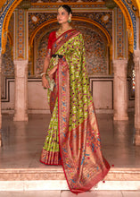 Load image into Gallery viewer, Green &amp; Red Patola Printed Designer Silk Saree