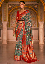 Load image into Gallery viewer, Green &amp; Red Patola Printed Designer Silk Saree