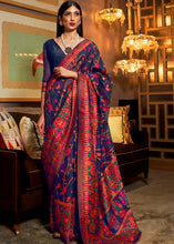 Load image into Gallery viewer, Berry Blue Banarasi Jamawar Woven Silk Saree : Top Pick