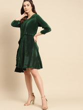 Load image into Gallery viewer, Flared asymmetric overlap dress