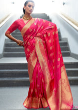 Load image into Gallery viewer, Ruby Pink Woven Banarasi Silk Saree with overall Butti