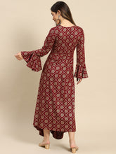 Load image into Gallery viewer, Bell Sleeve Long dress with front drape