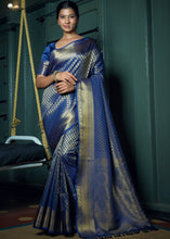 Load image into Gallery viewer, Admiral Blue Woven Kanjivaram Silk Saree