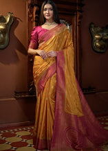 Cargar imagen en el visor de la galería, Mustard Yellow Designer Satin Silk Saree