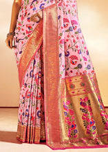 Load image into Gallery viewer, Taffy Pink Woven Banarasi Paithani Silk Saree