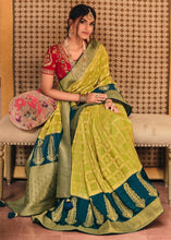 Load image into Gallery viewer, Lime Green Woven Banarasi Silk Saree with Embroidered Blouse