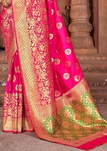 Magenta Zari Woven Soft Silk Saree with overall Butti work