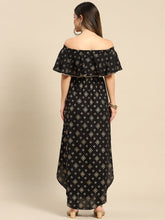 Load image into Gallery viewer, Off shoulder Flare yoke and U hem maxi dress
