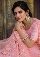 Load image into Gallery viewer, Creamy Pink Soft Net Lehenga Choli with Sequins, Thread, Zari &amp; Dori work