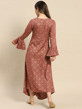Load image into Gallery viewer, Bell Sleeve Long dress with front drape