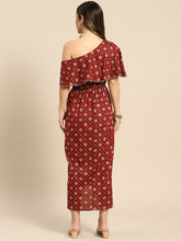 Carica l'immagine nel visualizzatore Galleria,One Shoulder yoke overlap printed dress