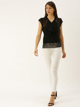 Load image into Gallery viewer, frill neck cap sleeve blouse