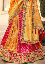Load image into Gallery viewer, Orange &amp; Red Banarasi Silk Lehenga Choli with Khatli work Embroidery