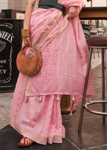 Load image into Gallery viewer, Flamingo Pink Handloom Weaving Banarasi Cotton Silk Saree