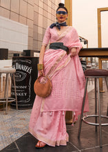 Load image into Gallery viewer, Flamingo Pink Handloom Weaving Banarasi Cotton Silk Saree