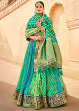 Load image into Gallery viewer, Sea Green Banarasi Silk Lehenga Choli with Khatli work Embroidery