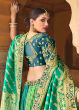Load image into Gallery viewer, Sea Green Banarasi Silk Lehenga Choli with Khatli work Embroidery