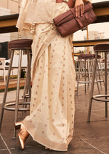 Load image into Gallery viewer, Ivory White Handloom Weaving Banarasi Cotton Silk Saree