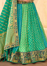 Load image into Gallery viewer, Sea Green Banarasi Silk Lehenga Choli with Khatli work Embroidery