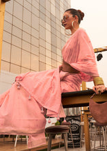 Load image into Gallery viewer, Salmon Pink Handloom Weaving Banarasi Cotton Silk Saree