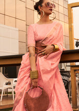 Load image into Gallery viewer, Salmon Pink Handloom Weaving Banarasi Cotton Silk Saree