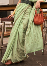 Load image into Gallery viewer, Pastel Green Handloom Weaving Banarasi Cotton Silk Saree