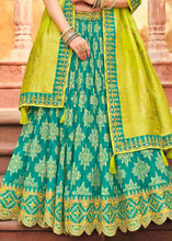 Load image into Gallery viewer, Turquoise Blue Banarasi Silk Lehenga Choli with Khatli work Embroidery