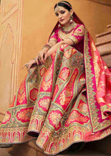 Load image into Gallery viewer, Pink &amp; Grey Banarasi Silk Lehenga Choli with Khatli work Embroidery