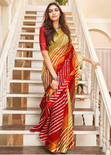 Load image into Gallery viewer, Red &amp; Brown Leheriya Printed Cotton Saree : Top Pick