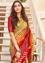 Load image into Gallery viewer, Red &amp; Brown Leheriya Printed Cotton Saree : Top Pick