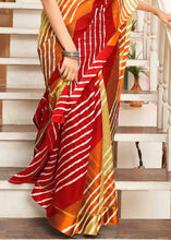 Load image into Gallery viewer, Red &amp; Brown Leheriya Printed Cotton Saree : Top Pick