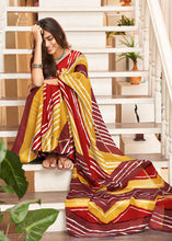 Load image into Gallery viewer, Yellow &amp; Pink Leheriya Printed Cotton Saree: Summer Edition