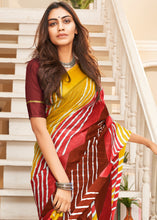 Load image into Gallery viewer, Yellow &amp; Pink Leheriya Printed Cotton Saree: Summer Edition