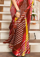 Load image into Gallery viewer, Yellow &amp; Pink Leheriya Printed Cotton Saree: Summer Edition