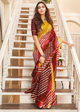 Load image into Gallery viewer, Yellow &amp; Pink Leheriya Printed Cotton Saree: Summer Edition
