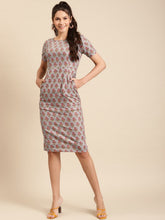Load image into Gallery viewer, Pencil fit printed Midi Dress with back slit